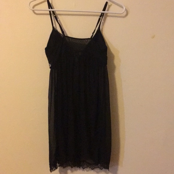 Victoria Secret Black Sheer Nighty w/Cristal Trim - Picture 4 of 4
